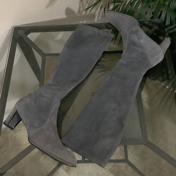 STUART WEITZMAN Suede Metal trim Heel Boots - Picture 5 of 12